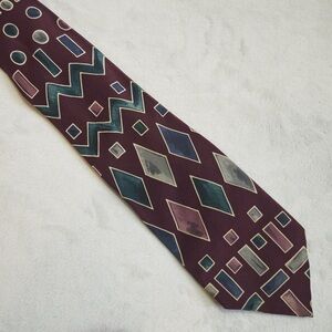 Polifroni Milano Geometric Patterned Tie  100% Silk Made In Canada